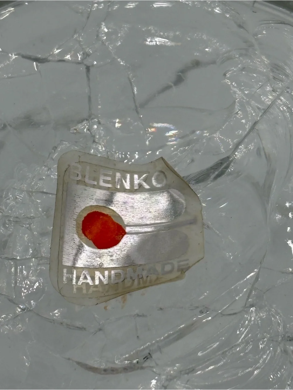 Vintage Blenko Clear Crackle Glass Wine Bottle Coaster Mid Century